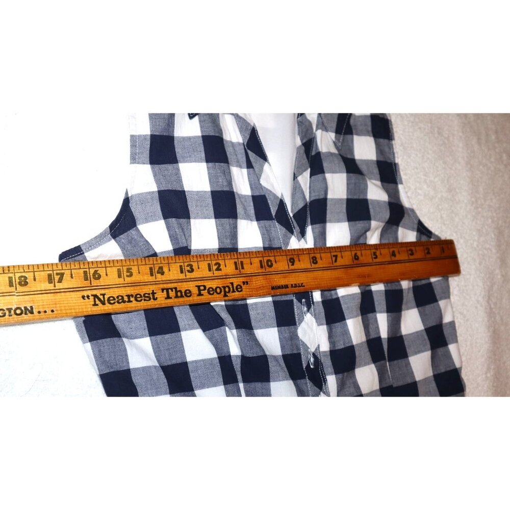 Maison Jules Blue Gingham Shirt Dress Sleeveless Fit and Flare Cotton Sundress M - Picture 5 of 9